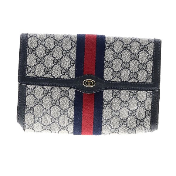 Gucci Blue Monogram Logo Clutch - Picture 1 of 7